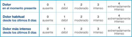 Escala verbal de no dolor al máximo dolor imaginable